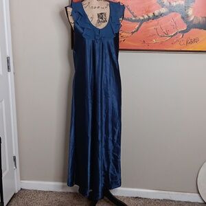 Oscar de le Renta Pink Layer Blue Ruffle Collar Slip Dress/Nightgown Size Medium